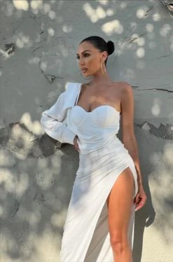 White Evita Linen Draped Dress 29 White Evita Linen Draped Dress -Lady Clothing Store 10 b62e2d03 0cee 41b4 9d15 9e0010951ec1