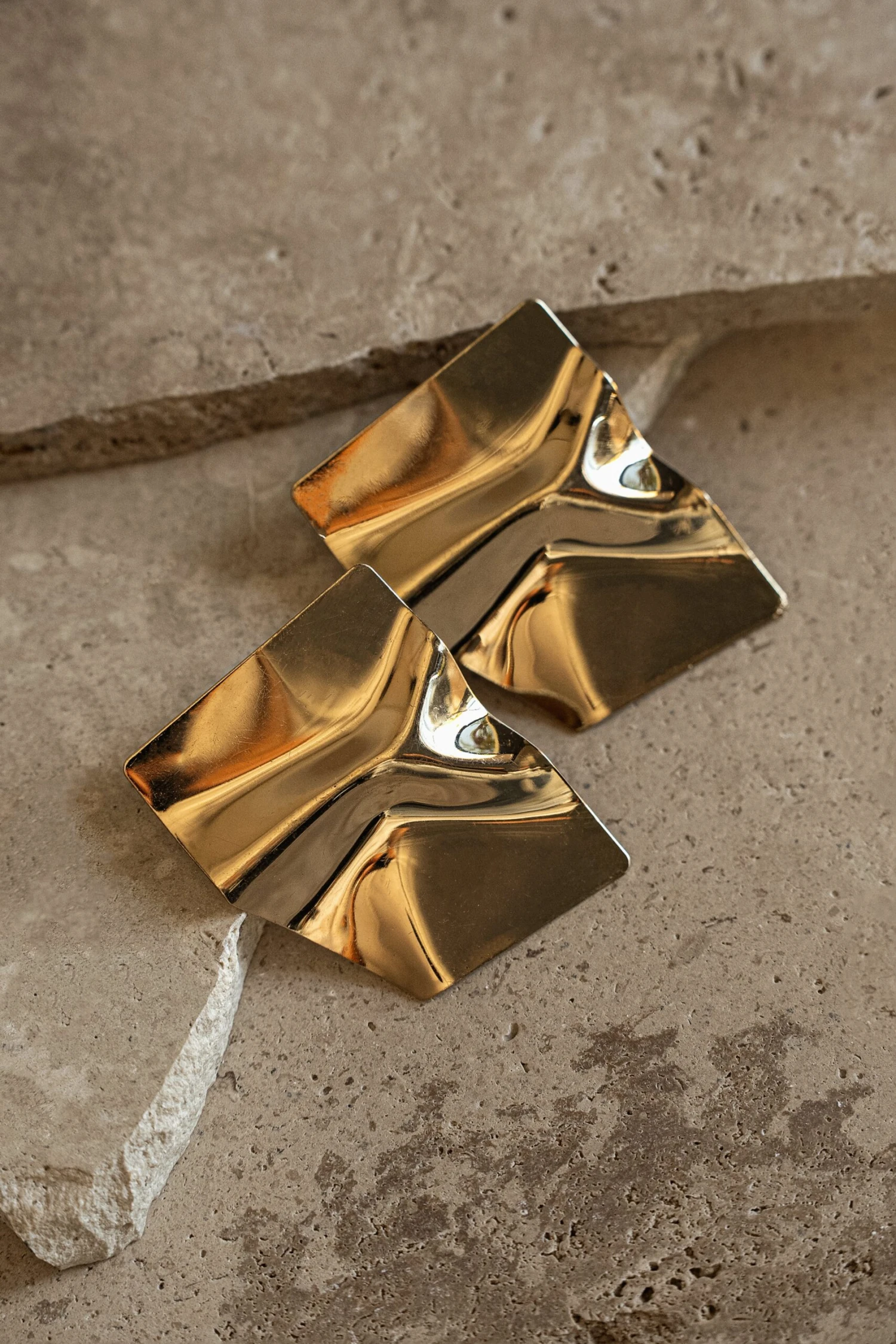 Gold Leanna Crumpled Earrings 3 Gold Leanna Crumpled Earrings