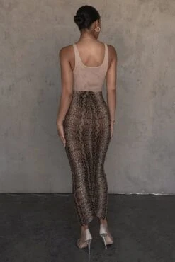 Snakeskin Poppy Ruched Mesh Skirt -Lady Clothing Store ESSENTIALS3 PART2 166