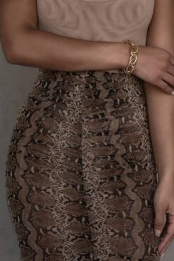 Snakeskin Poppy Ruched Mesh Skirt -Lady Clothing Store ESSENTIALS3 PART2 169