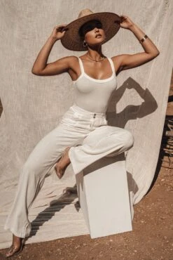 Ivory Akito Ribbed Bodysuit -Lady Clothing Store ESSENTIALS4 61