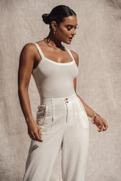 Ivory Akito Ribbed Bodysuit -Lady Clothing Store ESSENTIALS4 67