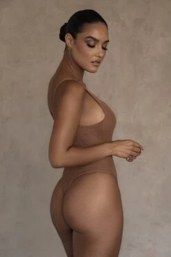 Pecan Mesh Essentials Tank Bodysuit Undergarment -Lady Clothing Store FALL2020 PART2 4