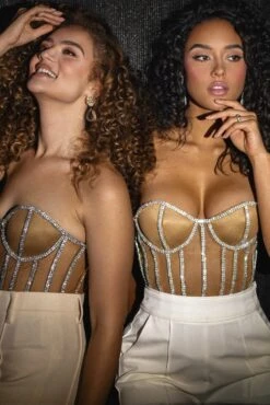 LIMITED EDITION Tan Rhinestone Crystal Corset 34 LIMITED EDITION Tan Rhinestone Crystal Corset -Lady Clothing Store HOLIDAY2022 PART2 24