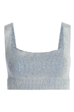 Denim/White Jodie Ribbed Top -Lady Clothing Store IMG 1462copy