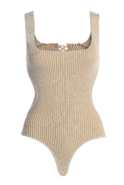 Taupe/White Deana Ribbed Bodysuit 20 Taupe/White Deana Ribbed Bodysuit -Lady Clothing Store IMG 1474copy