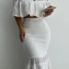 White Sienna Ruffled Skirt Set