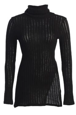 Black One Call Away Ribbed Turtleneck Top -Lady Clothing Store IMG 3645copy