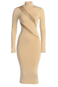 Tan Abigail Midi Dress -Lady Clothing Store IMG 5555copy