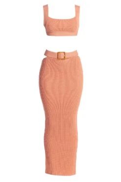 Peach Nikole Ribbed Skirt Set -Lady Clothing Store IMG 7671copy