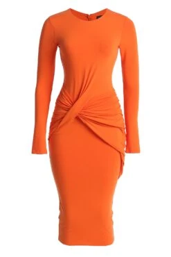 Jluxbasix Orange Modern Lovers Midi Dress 14 Jluxbasix Orange Modern Lovers Midi Dress -Lady Clothing Store IMG 7991copy