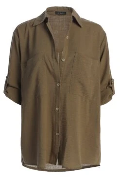 Olive By The Coast Crinkled Button Up -Lady Clothing Store IMG 9426copy