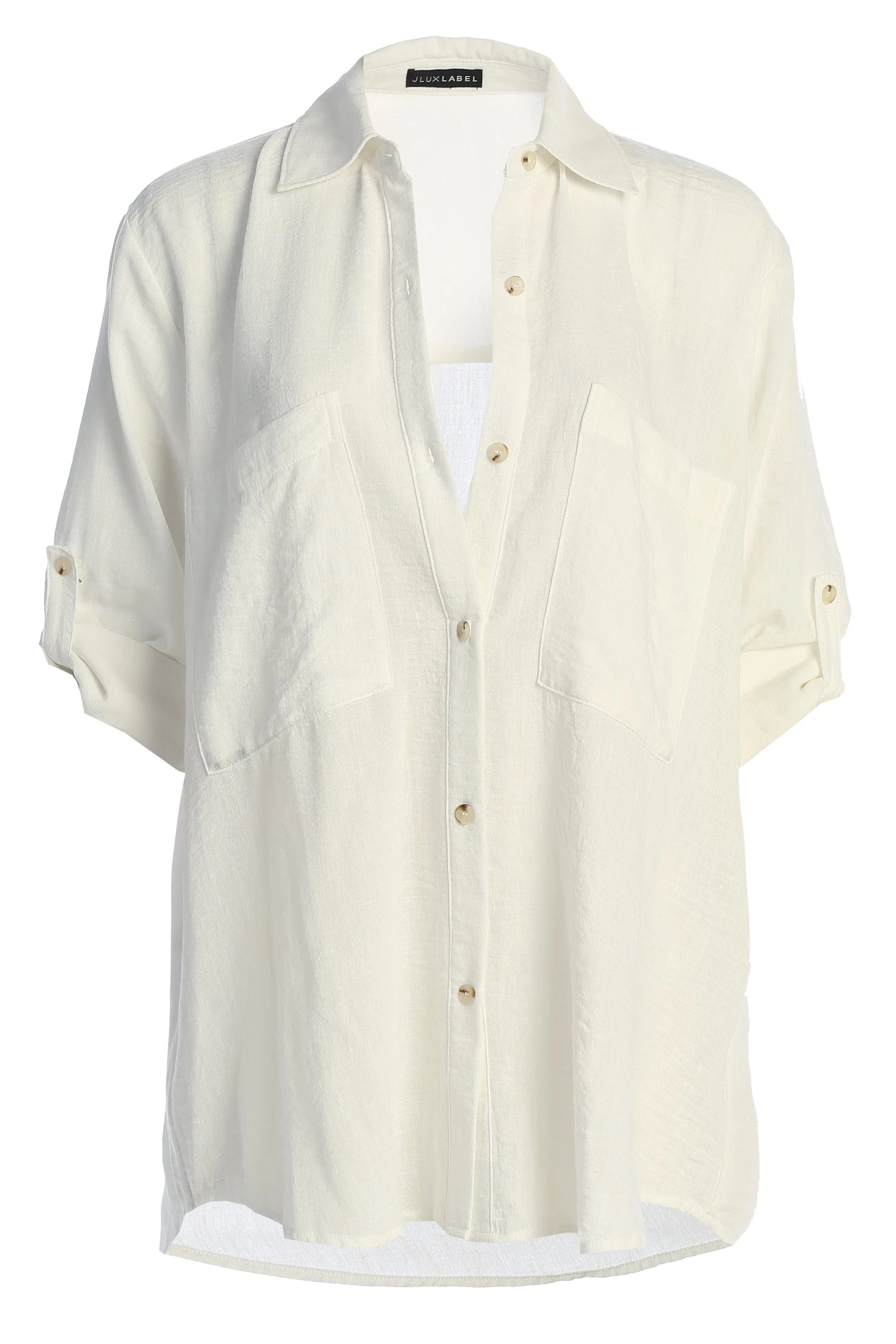 Off White By The Coast Crinkled Button Up 5 Off White By The Coast Crinkled Button Up - Image 3