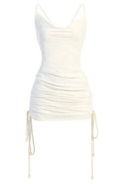 Ivory Bahari Ruched Linen Dress -Lady Clothing Store IMG 9602
