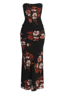 Red Floral Break Free Strapless Maxi Dress -Lady Clothing Store IMG 9797copy