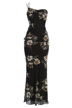 Grey Floral Treasure One Shoulder Dress -Lady Clothing Store IMG 9811copy