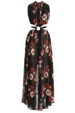 Red Floral Nicoletta Chiffon Maxi Dress 16 Red Floral Nicoletta Chiffon Maxi Dress -Lady Clothing Store IMG 9813copy
