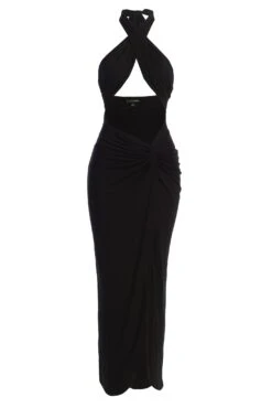 Black Tamara Halter Midi Dress -Lady Clothing Store IMG 9827copy