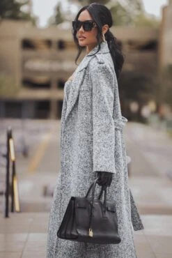 Lt. Grey Savannah Belted Tweed Coat -Lady Clothing Store ITSALIFESTYLE2022 13