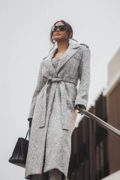 Lt. Grey Savannah Belted Tweed Coat -Lady Clothing Store ITSALIFESTYLE2022 19