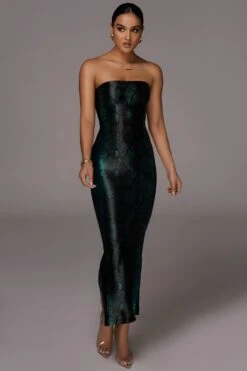 Green Bianca Snakeskin Slit Dress -Lady Clothing Store JLUXLABEL PRODUCT MAR172020 1770