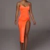 Orange Aldis Satin Slit Dress -Lady Clothing Store JLUXLABEL PRODUCT MAR172020 724