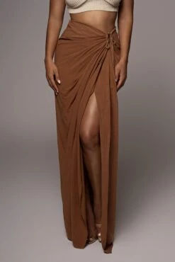 Pecan Noelia Linen Slit Skirt 17 Pecan Noelia Linen Slit Skirt -Lady Clothing Store JULY8LINEN 10