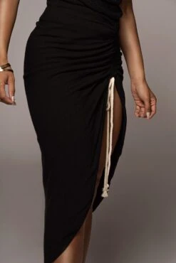 Black Spring Ruched Linen Skirt 16 Black Spring Ruched Linen Skirt -Lady Clothing Store JULY8LINEN 70