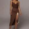 Chocolate Spring Ruched Linen Skirt -Lady Clothing Store JULY8LINEN 74