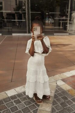 White Emily Ruffled Skirt Set -Lady Clothing Store KIDSWHITESIENNARUFFLEDSKIRTSET