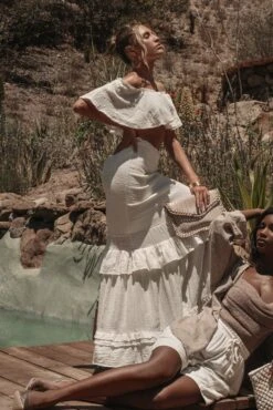 White Sienna Ruffled Skirt Set -Lady Clothing Store LINEN2021 10