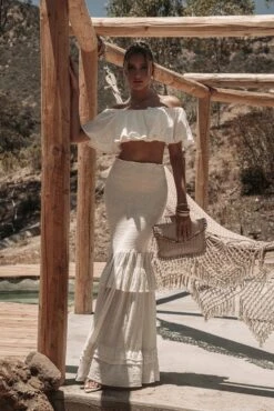White Sienna Ruffled Skirt Set -Lady Clothing Store LINEN2021 7