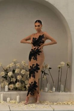 Black Charmed Embroidered Mesh Bodysuit -Lady Clothing Store LOVEISHERNAME 123