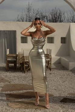 Light Gold Visions Of You Midi Dress -Lady Clothing Store LOVEISHERNAME 46