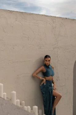 Teal Chosen One Velvet Skirt Set -Lady Clothing Store LOVEISHERNAME 78 1cf5ace8 fbf4 45c4 b9a4 fb168043f7c8