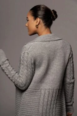 Grey Evana Cable Knit Cardigan -Lady Clothing Store OCT28 64