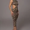 Leopard Dynasty Cutout Midi Dress