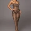 Snakeskin Make An Entrance Cowl Neck Dress -Lady Clothing Store PRODUCT APR112023 37