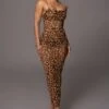 Leopard Make An Entrance Cowl Neck Dress