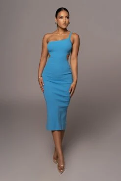 Blue Ruth One Shoulder Dress -Lady Clothing Store PRODUCT APR152022 107
