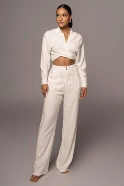 Ivory Soho Front Tied Woven Top -Lady Clothing Store PRODUCT APR152022 177