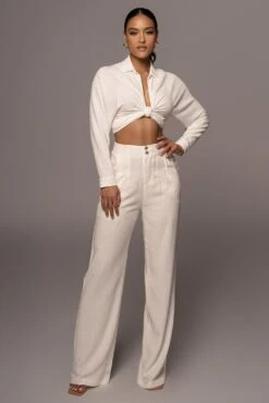 Ivory Soho Front Tied Woven Top -Lady Clothing Store PRODUCT APR152022 189