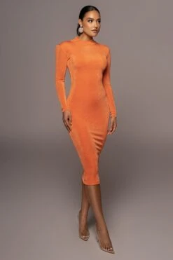Orange Audette Turtleneck Dress -Lady Clothing Store PRODUCT APR152022 260