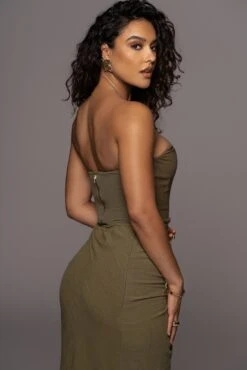 Olive Noelia Linen Slit Skirt -Lady Clothing Store PRODUCT APR22022 160