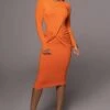Jluxbasix Orange Modern Lovers Midi Dress -Lady Clothing Store PRODUCT AUG102022 129