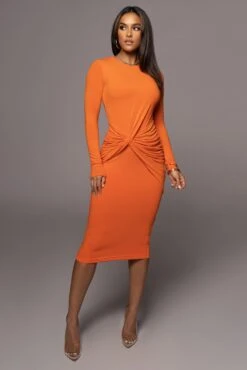 Jluxbasix Orange Modern Lovers Midi Dress 15 Jluxbasix Orange Modern Lovers Midi Dress -Lady Clothing Store PRODUCT AUG102022 131