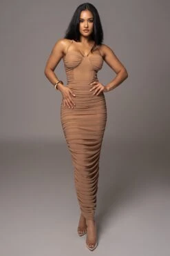 Tan Elite Mesh Maxi Dress -Lady Clothing Store PRODUCT AUG152023 ASAP 23