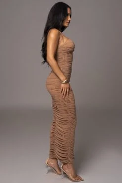 Tan Elite Mesh Maxi Dress -Lady Clothing Store PRODUCT AUG152023 ASAP 25