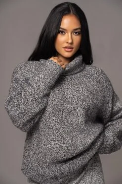 Grey Beginnings Sweater KnitTurtleneck -Lady Clothing Store PRODUCT AUG152023 AUGDROP2 80