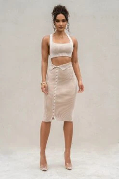 Taupe/White Jodie Ribbed Top 12 Taupe/White Jodie Ribbed Top -Lady Clothing Store PRODUCT AUG222022 KNITS 49